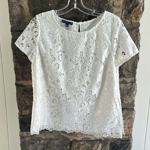 RSVP BY TALBOTS SIZE MP BEAUTIFUL WHITE SOFT LACE TOP